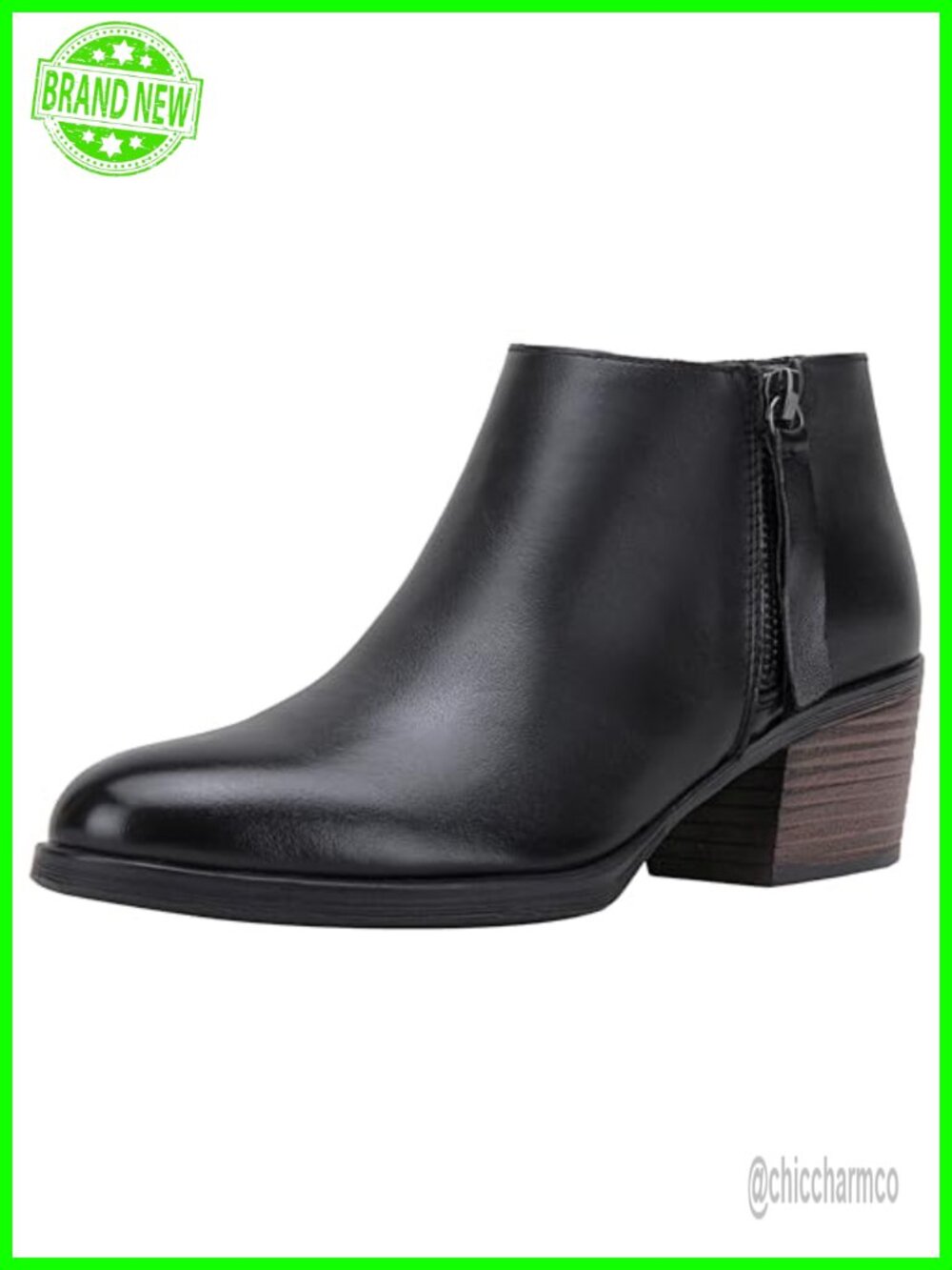 Genuine Leather Low Heel Ankle Boots Memory Foam Block Heel Booties